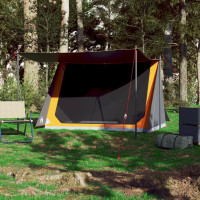Produktbild för Campingtält 2 personer grå och orange vattentätt