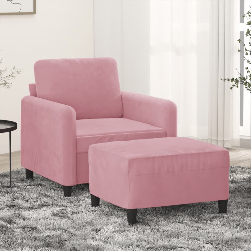 vidaXL Fåtölj med fotpall rosa 60 cm sammet