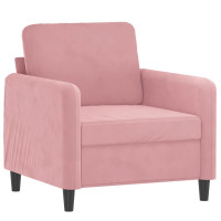 Produktbild för Fåtölj med fotpall rosa 60 cm sammet