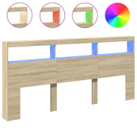Produktbild för Sänggavel med LED sonoma-ek 220x17x102 cm