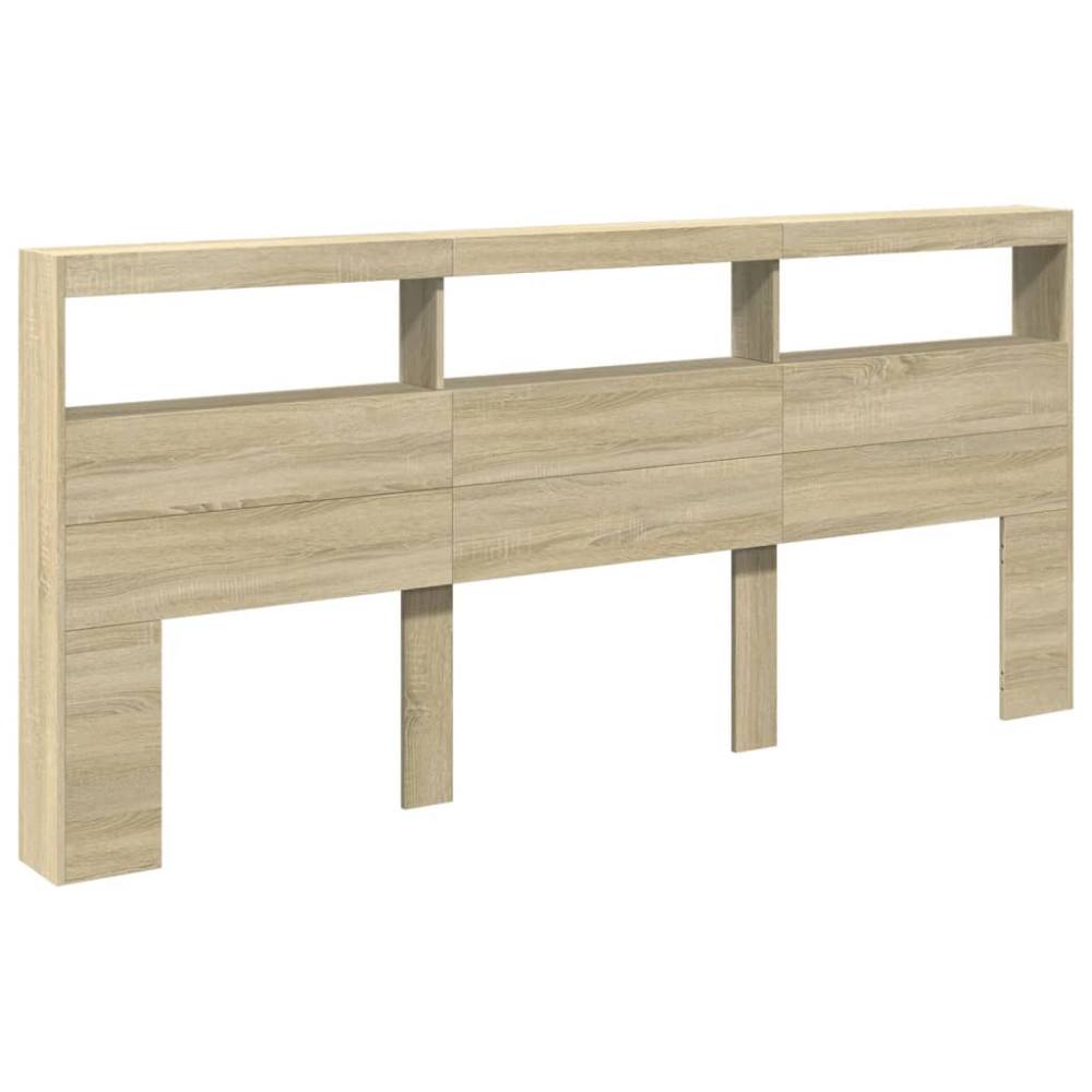 Produktbild för Sänggavel med LED sonoma-ek 220x17x102 cm