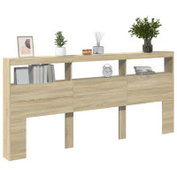 Produktbild för Sänggavel med LED sonoma-ek 220x17x102 cm