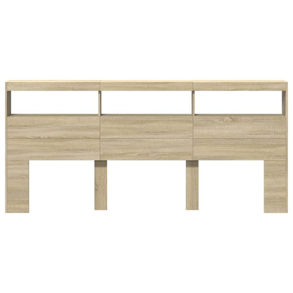 Produktbild för Sänggavel med LED sonoma-ek 220x17x102 cm