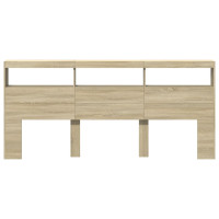 Produktbild för Sänggavel med LED sonoma-ek 220x17x102 cm
