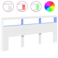 Produktbild för Sänggavel med LED vit 220x17x102 cm