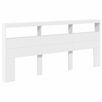 Produktbild för Sänggavel med LED vit 220x17x102 cm