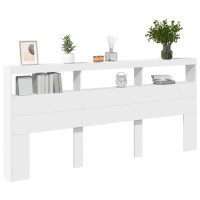 Produktbild för Sänggavel med LED vit 220x17x102 cm