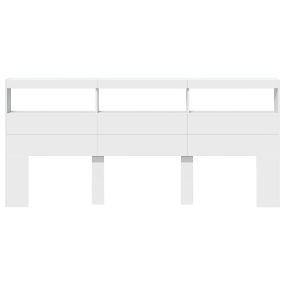 Produktbild för Sänggavel med LED vit 220x17x102 cm