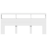 Produktbild för Sänggavel med LED vit 220x17x102 cm