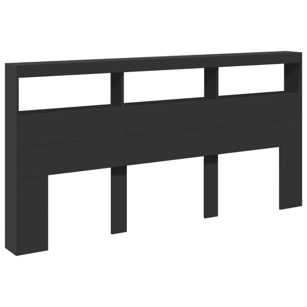Produktbild för Sänggavel med LED svart 200x17x102 cm