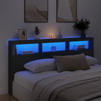 Produktbild för Sänggavel med LED svart 200x17x102 cm