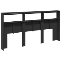 Produktbild för Sänggavel med LED svart 200x17x102 cm
