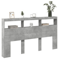 Produktbild för Sänggavel med LED betonggrå 180x17x102 cm