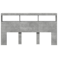 Produktbild för Sänggavel med LED betonggrå 180x17x102 cm