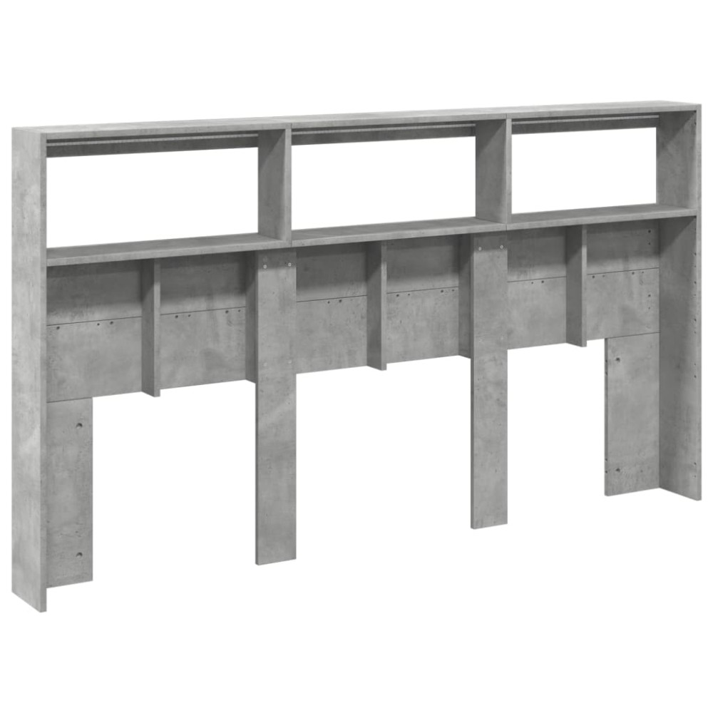 Produktbild för Sänggavel med LED betonggrå 180x17x102 cm
