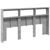 Produktbild för Sänggavel med LED betonggrå 180x17x102 cm
