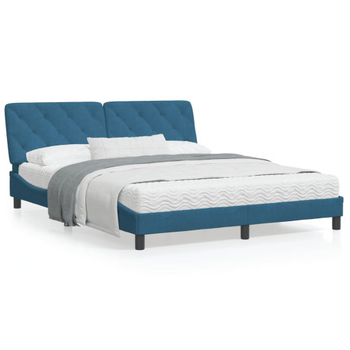 vidaXL Bed Frame with LED without Mattress Blue 160x200 cm Velvet - Sängar & Sängramar