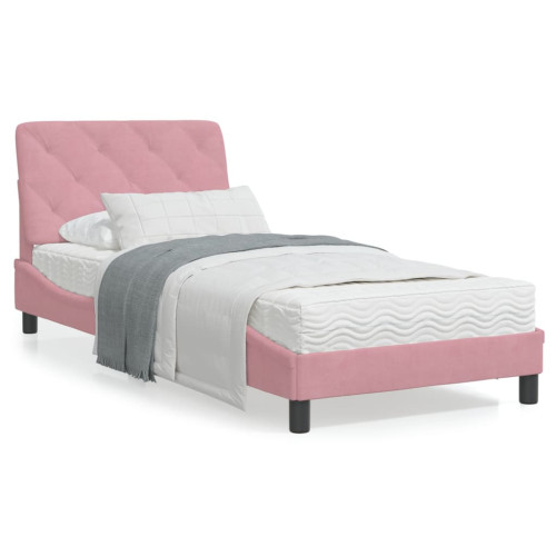 vidaXL Bed Frame without Mattress Pink 90x200 cm Velvet - Sängar & Sängramar