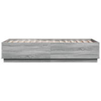 Produktbild för Sängram med LEDs grå sonoma 75x190 cm konstruerad trä