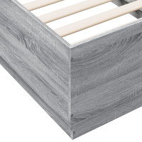 Produktbild för Sängram med LEDs grå sonoma 75x190 cm konstruerad trä