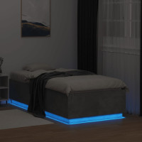 Produktbild för Sängram med LEDs betonggrå 75x190 cm konstruerat trä