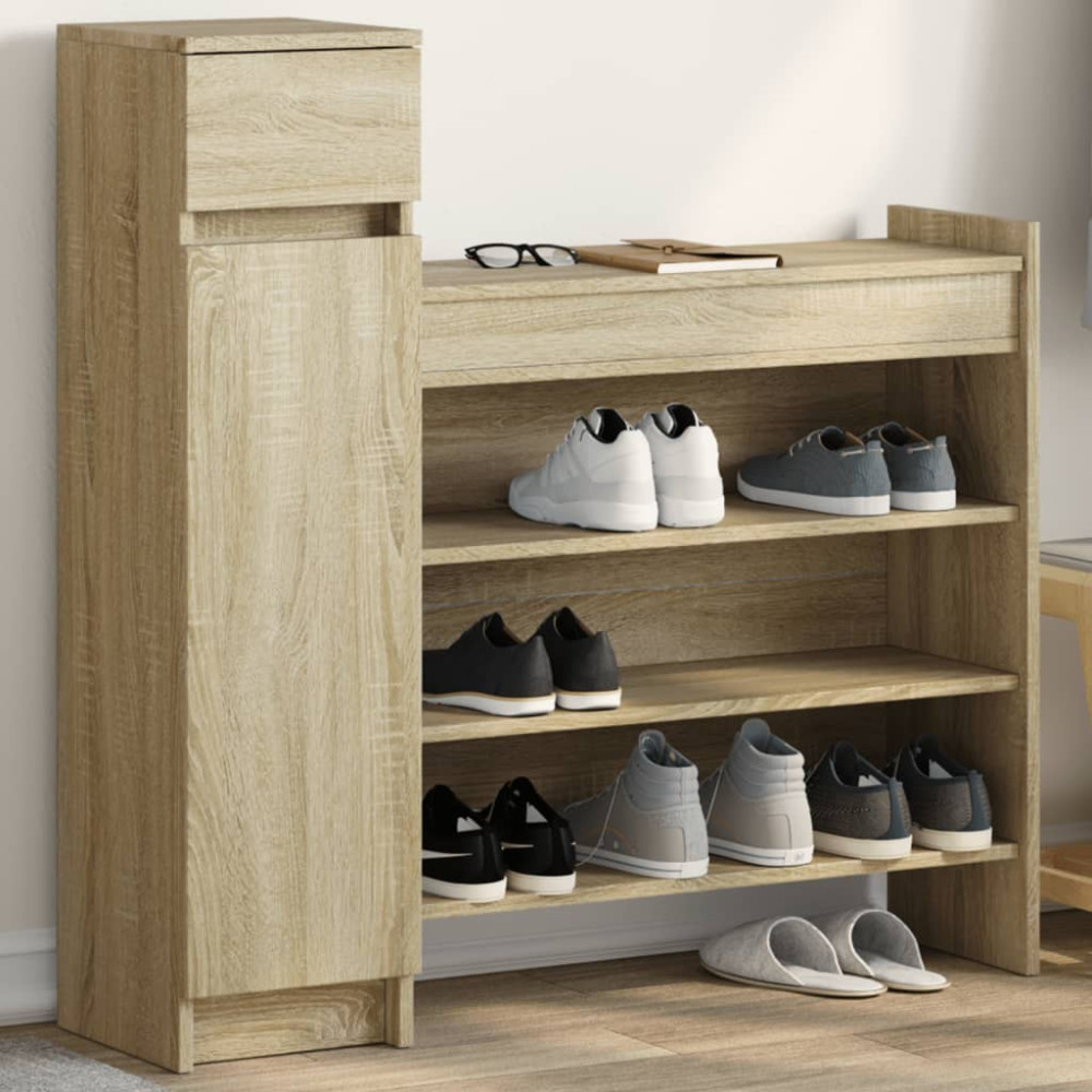 Produktbild för Skoskåp sonoma-ek 100,5x28x100 cm konstruerat trä
