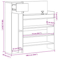 Produktbild för Skoskåp sonoma-ek 100,5x28x100 cm konstruerat trä