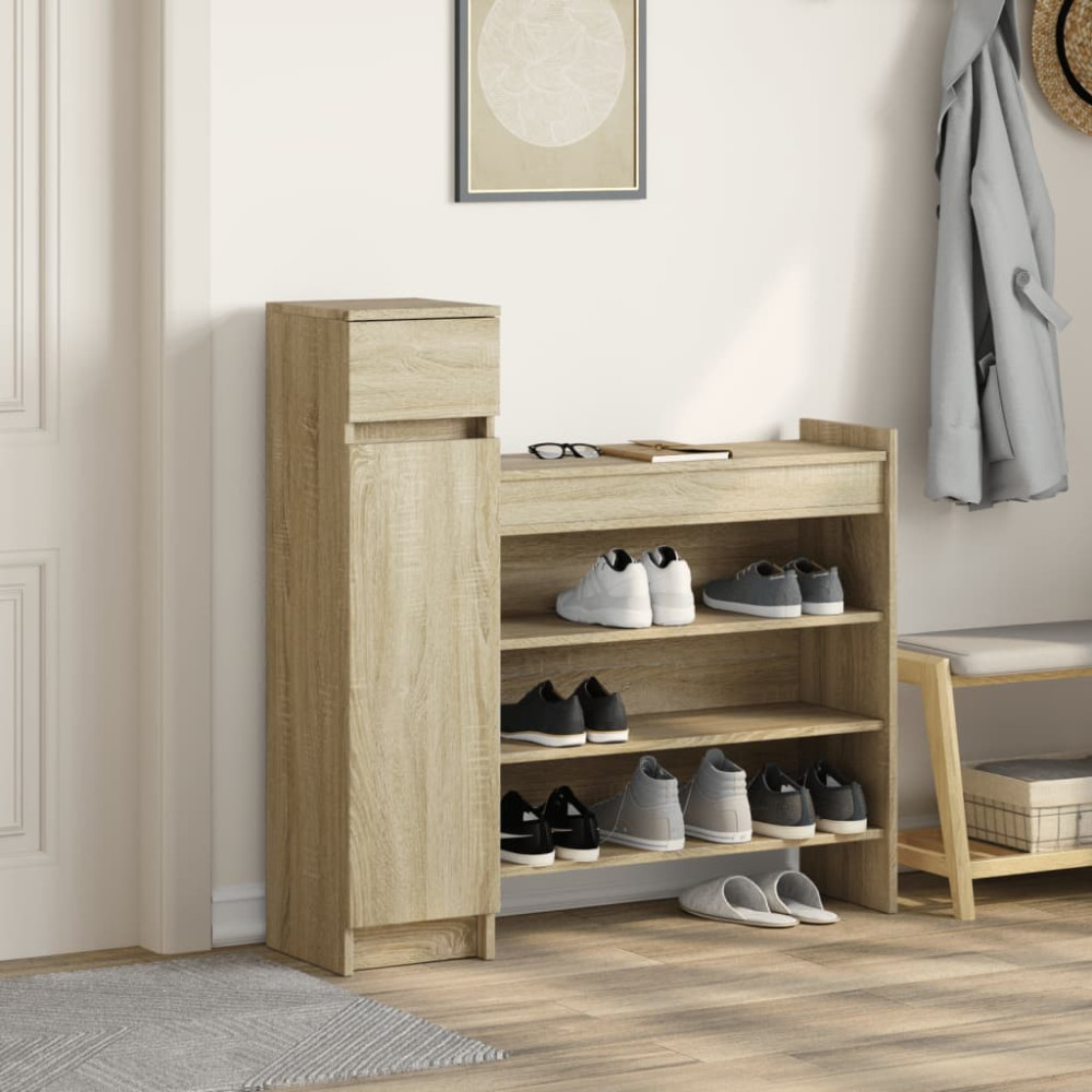 Produktbild för Skoskåp sonoma-ek 100,5x28x100 cm konstruerat trä