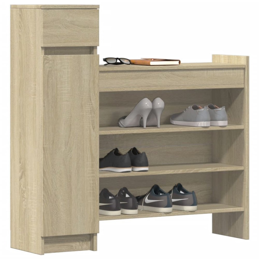 Produktbild för Skoskåp sonoma-ek 100,5x28x100 cm konstruerat trä