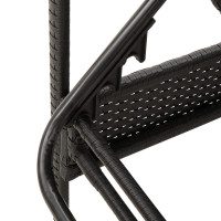 Produktbild för Solsäng med dyna svart 63x200x81 cm konstrotting