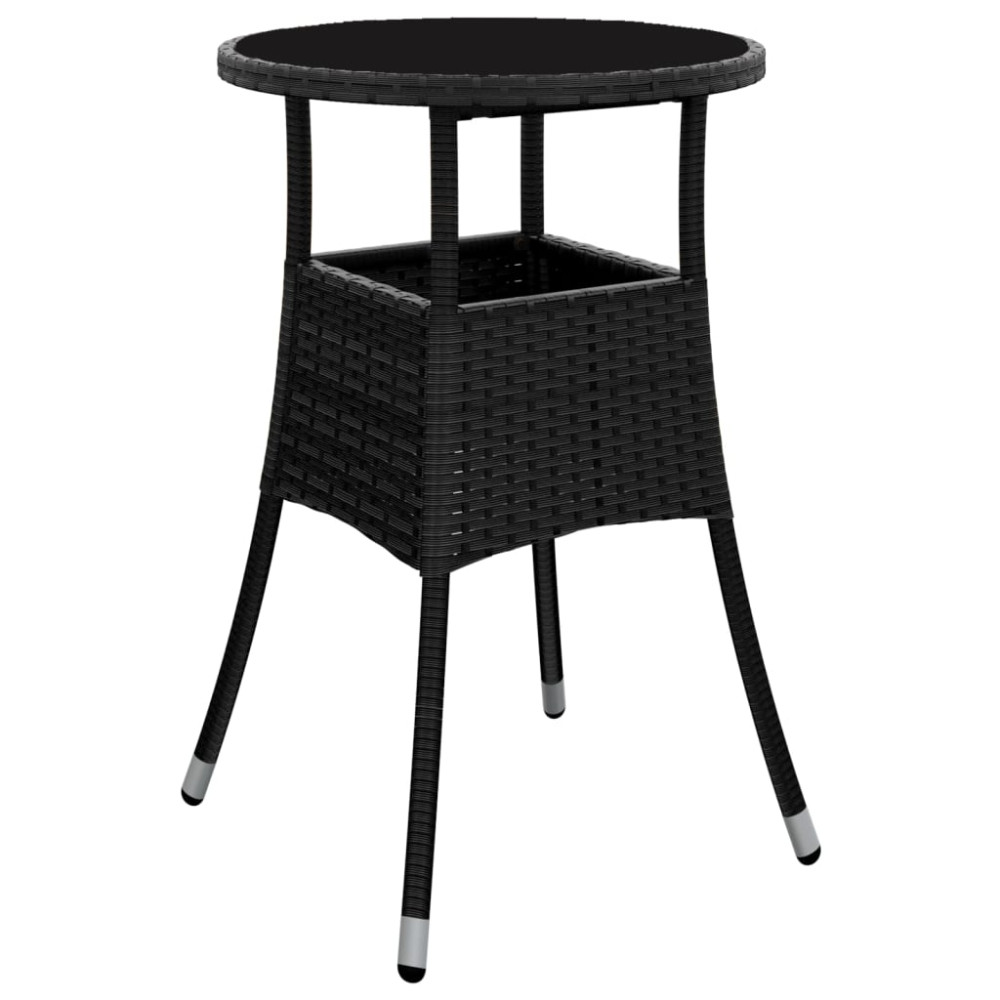 Produktbild för Matgrupp för trädgård med dynor 3 delar svart konstrotting&glas