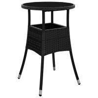 Produktbild för Matgrupp för trädgård med dynor 3 delar svart konstrotting&glas