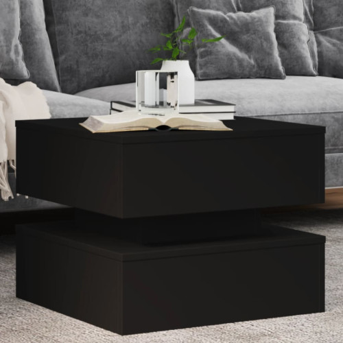 vidaXL Soffbord med LED svart 50x50x40 cm