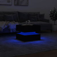 Produktbild för Soffbord med LED svart 50x50x40 cm