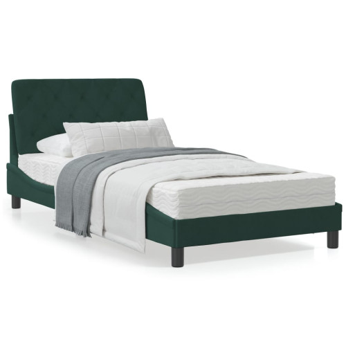vidaXL Bed Frame without Mattress Dark Green 100x200 cm Velvet - Sängar & Sängramar