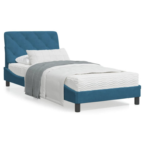 vidaXL Bed Frame without Mattress Blue 90x200 cm Velvet - Sängar & Sängramar