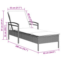 Produktbild för Solsäng med dyna ljusgrå 63x200x81 cm konstrotting