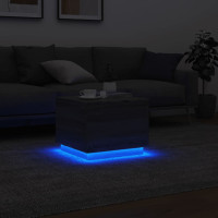 Produktbild för Soffbord med LED grå sonoma 50x50x40 cm