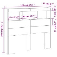 Produktbild för Sänggavel med LED brun ek 120x17x102 cm