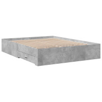 Produktbild för Sängram med lådor betonggrå 140x200 cm konstruerat trä