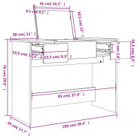 Produktbild för Sminkbord med spegel rökfärgad ek 100x45x76 cm