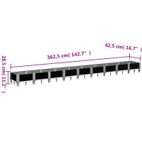 Produktbild för Odlingslåda med piggar blågrå 362,5x42,5x28,5 cm PP