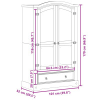 Produktbild för Garderob Corona 101x52x170 cm massiv furu