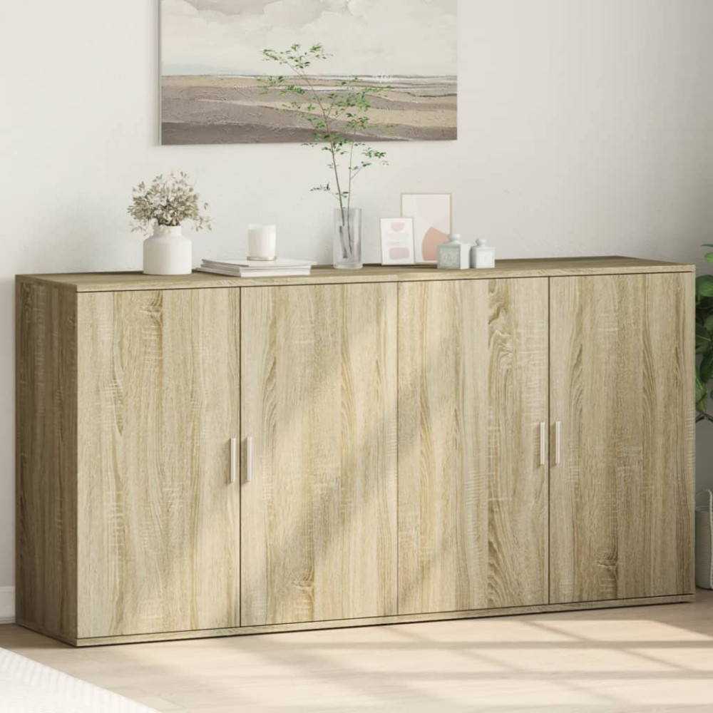 Produktbild för Skänkar 2 st sonoma-ek 79x38x80 cm konstruerat trä