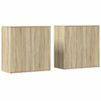 Produktbild för Skänkar 2 st sonoma-ek 79x38x80 cm konstruerat trä