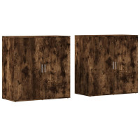 Produktbild för Skänkar 2 st rökfärgad ek 79x38x80 cm konstruerat trä