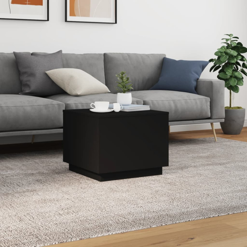 Produktbild för Soffbord med LED svart 50x50x40 cm