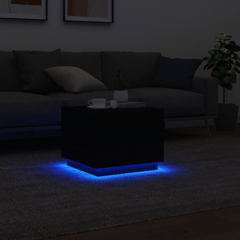 Produktbild för Soffbord med LED svart 50x50x40 cm