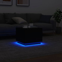 Produktbild för Soffbord med LED svart 50x50x40 cm