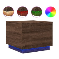 Produktbild för Soffbord med LED brun ek 50x50x40 cm